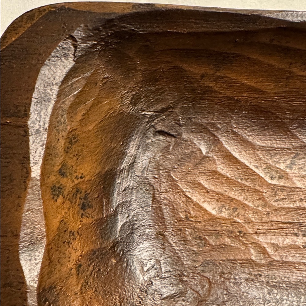 Hand-Carved Brown Wooden Dough Bowl - Rustic - Picture 3 of 7